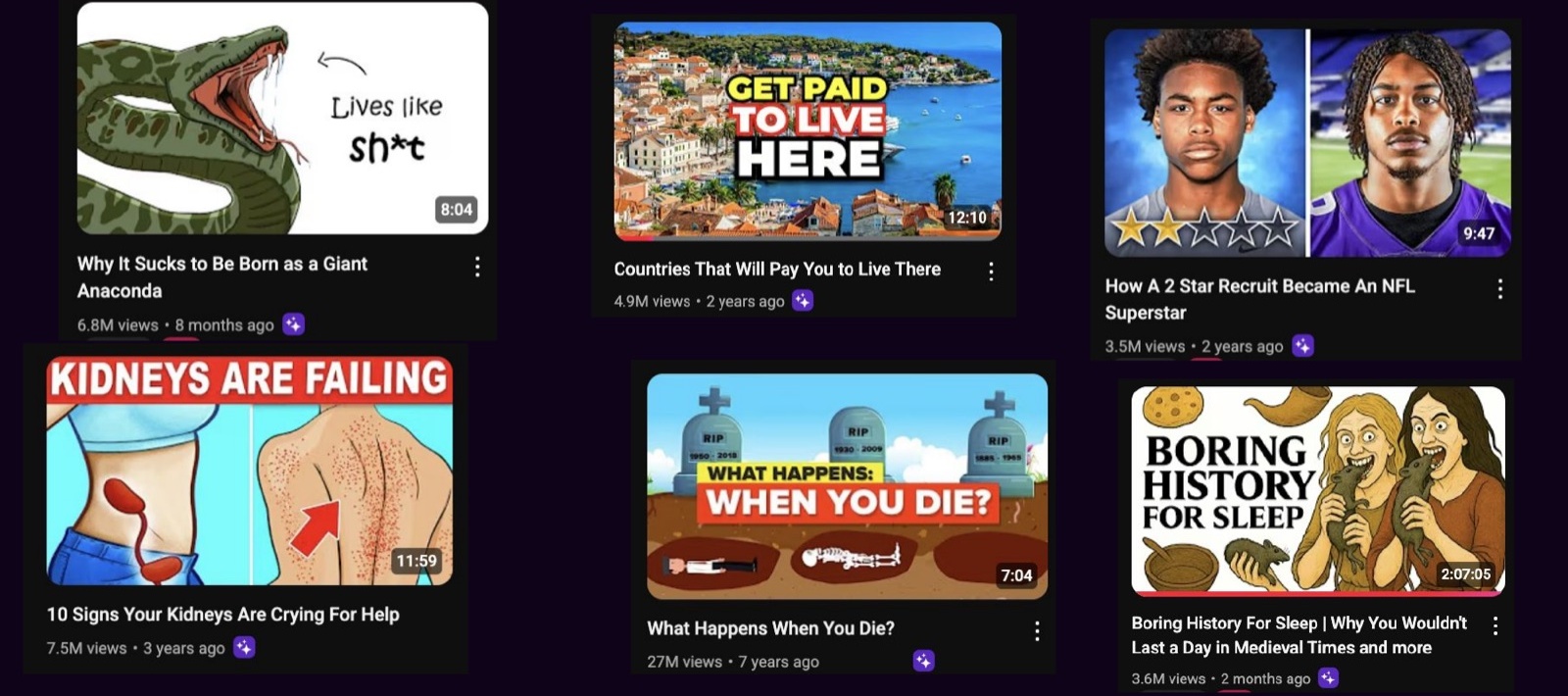 Six faceless YouTube channels pulling 3.5M to 27M views per video