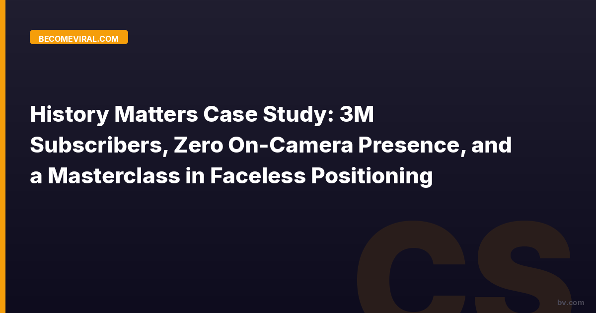 History Matters: 3M Subscribers, Zero On-Camera Presence, and a Masterclass in Faceless Positioning